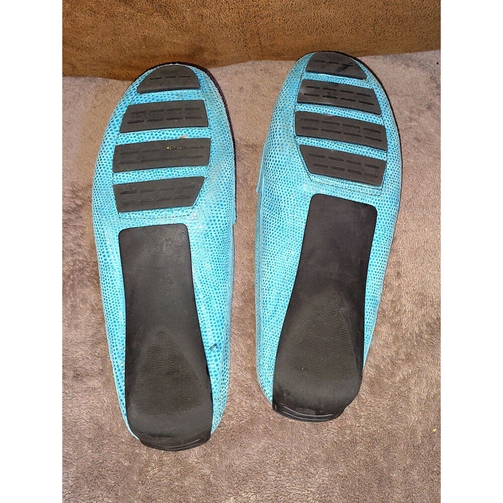 VANELi Turquoise Blue Lizard Embossed Leather Mules Loafers Women’s Size 9 A - Picture 12 of 14